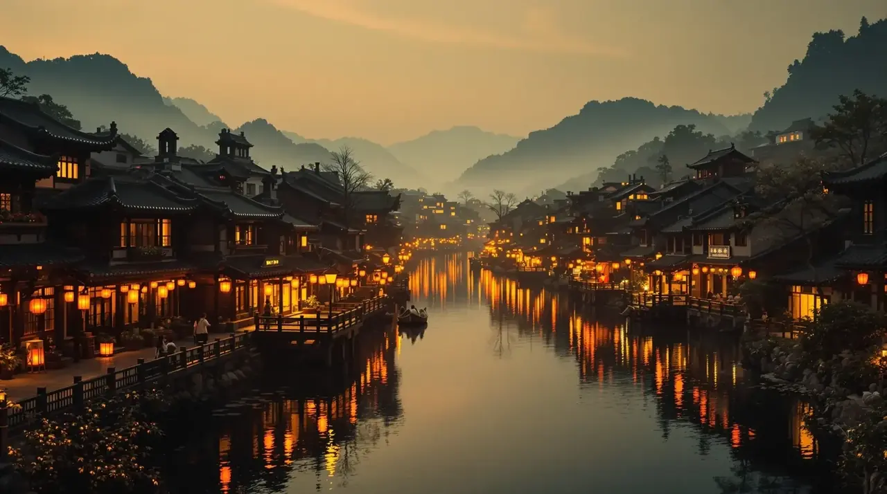 江畔灯火 高清影视背景